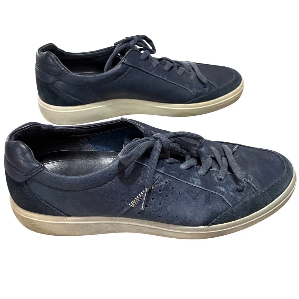 ECCO Soft 7 Mens Navy Blue Leather Low Top Sneakers 430804 Size 44 US 10‎